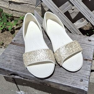 Crocs Women's Cream and Gold Sandals